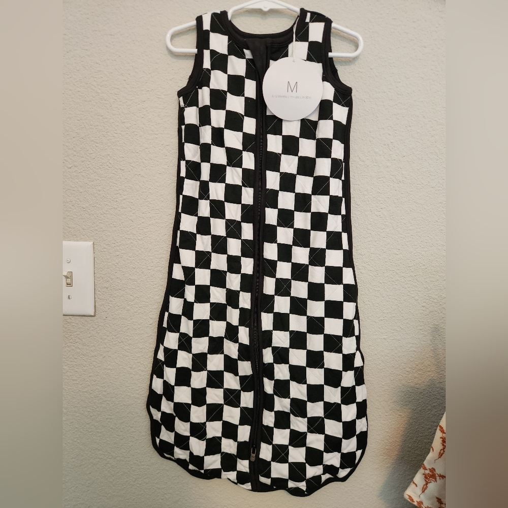 Kids Black and White Checkered Sleeveless Dress